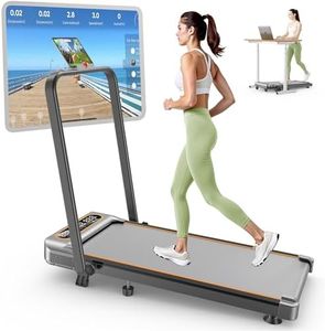 Foldable Treadmill with 10% Incline, 3.5HP Low Noise Walking Pad Treadmill with Handle Bar, Trisomy 2 in 1 Portable Under Desk Treadmills for Home/Office, 350 Lbs Capacity, APP & Remote Control