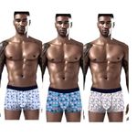 Panavi Creation Men's Lycra Ice Silk Underwear Boxer Briefs Breathable Casual Style Printed Shorts Multi-Color Pack of 3 (in, Alpha, L, Regular, Plus Size, Multicolor)