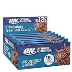 Optimum Nutrition Chocolate Sea Salt Crunch Protein Bars, On-The-Go Pre-Workout and Post-Workout Vegetarian Gym Snack for Men and Women, No Added Sugar Healthy Snacks, 12 x 55 g