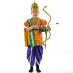 ITSMYCOSTUME Shri Ram Costume Dress For Kids Boys with Complete Accessories Set of 7(Dhoti,Top,Stole,Motimala,Earrings,Bajuband & Mukut) (Bow & Arrow not Included) - Ramayan Kids Fancy Dress Costume