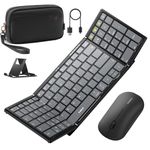 Inateck Wireless Foldable Keyboard and Mouse Set, 3 Bluetooth Channels Folding Keyboard with Numeric Keypad for Travel, with Stand and Accessory Bag, for iPad/iPhone/Mac/Android/Windows, Nomad N0158