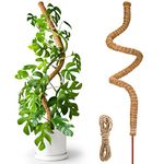 48 Inches Tall Moss Poles, Bendable Plant Poles for Climbing Plants with Two Garden Jute Rope for Monstera, Sphagnum, Pothos and Other Indoor Plants