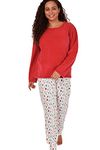 Indigo Sky Women's Gemma Cosy Fleece Cuffed Pyjama,Red Splat Spot, 14-16