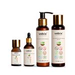 Vebix Professional Customised HairCare Set - 4 Ayurvedic Products Kit -For All Hair- Anti HairFall Oil Neem + Lotus AntiHairfall Shampoo + Face Glowing Serum & Hair Growth Serum (WHITE)