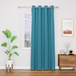 Top Drapes Blackout Window Curtain with Tie Back 5 feet 1 Pcs | Room Darkening, Thermal Insulated, Noise Reducing Heavy Polyester Solid Curtain (Blue Colour)