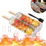 2PCS Rolling Grill Baskets, Rolling BBQ Basket with Handle BBQ Grill Basket for Outdoor Camping BBQ Grill Stainless Steel Accessories