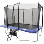 BodyTrain 7x10ft Rectangular Trampoline Blue with Safety Enclosure, Ladder & Shoe Tidy