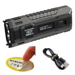 Nitecore EDC37 EDC Flashlight, 8000 Lumens, Flat Shape, USB-C Rechargeable, Quick Charge with Digital OLED Display and Mechanical Lock Sticker