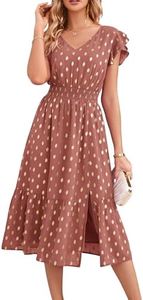 GRACE KARIN Vestido de fiesta para mujer, manga corta, cuello en V, vestido de noche, con abertura, Rosa canela, XL