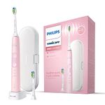 Philips Sonicare ProtectiveClean 5100 Electric Toothbrush, Pink, with Travel Case, 3 x Cleaning Modes & 2 x Whitening Brush Head (UK 2-pin Bathroom Plug) HX6856/29