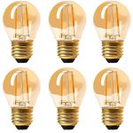 Panledo 2 Watt Vintage Edison LED Bulbs, Globe LED Filament Bulb, 2200K Ultra Warm Light, E26 Medium Base, A15 Amber Glass Antique Gold Tint, 25W Incandescent Replacement, Dimmable, Pack of 6