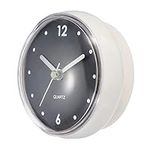 PATIKIL Waterproof Bathroom Clock, Battery Operated Silent Mini Wall Clocks with White Suction Cup for Shower Kitchen Home Decoration, Black