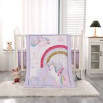 Wowelife Unicorn Crib Bedding Set 3 Pieces Baby Girl Crib Bedding Set Crib Comforter Set for Girls Nursery Bedding Set Purple Include Baby Comforter, Crib Skirt and Crib Sheet, Purple