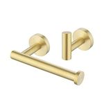 KES Towel and Toilet Roll Holder Set Bathroom Accessory Set 2 Pieces Toilet Paper Holder and Towel Hook SUS304 Stainless Steel Wall Mounted Brushed Gold, LA20BZDG-21