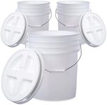 Hudson Exchange 5 Gallon (3 Pack) Bucket Pail Container with Gamma Seal Lid, Food Grade BPA Free HDPE, Natural