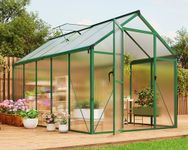 JoanKaren 6x10 FT Large Walk-in Greenhouse Kit with Polycarbonate Panels, Enhanced Aluminium Frame, Roof Vent and Water Gutters for Outdoor Garden Planting