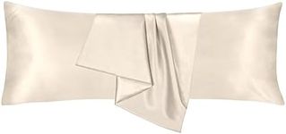 LINENOVA Satin Silk Body Pillowcase for Hair and Skin, Pillow Cases Body Size Set of 1 Pack, Super Soft Pillow Cover Wrinkle Resistant with Envelope Closure-48x150cm-Beige