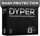 DYPER - Charcoal Enhanced Day & Overnight Disposable Baby Diapers - Made with Plant-Based* & Honest Ingredients, Hypoallergenic for Sensitive Skin - Size 5, (144 Count)