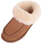 SNUGRUGS Fern, Women's Sheepskin Slipper Boot with Rubber Sole, Chestnut, 9 UK / 42 EU