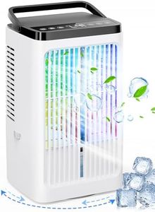 Portable Air Conditioner,CAIKEZI 4 in 1 Air Cooler,Mini Evaporative Cooler, 90° Oscillating Portable Mobile Air Conditioner with Night Light and Timer for Home & Office