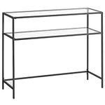 VASAGLE 39.4" Console Table, Modern Sofa or Entryway Table, Tempered Glass Table, Steel Frame, 2 Shelves, Adjustable Feet, for Living Room, Hallway, Black ULGT025B01