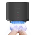 interhasa! 1250W Hand Dryer Automatic Sensor Hot Cold Air Commercial Hand Dryers Wall Mount for Bathroom Home Hospital Mall Hotel Restaurant Compact Electric, ABS Plastic, Black