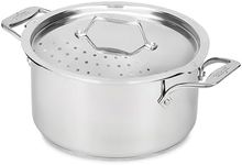 All-Clad Simply Strain Stainless Steel Multipot with Straining Lid, 6-Quart, Induction, Oven Broiler Safe 600F, Strainer, Pasta Strainer with Handle, Steamer Pot, Cookware, Home, Pots and Pans, Silver