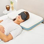 ComfyCozy Classic Memory Foam Pillow And Silk Eye Mask | Luxury Orthopedic Support Pillows For Neck Shoulder Back Pain | Ergonomic Contour Orthopaedic Anti Snore Front Side Sleeper | 60 * 40 * 11cm