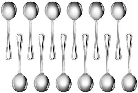 New Star Foodservice 58567 Bead Pattern, 18/0 Stainless Steel, Bouillon Spoon 6.3-Inch, Set of 12