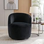 Homtique Small Swivel Barrel Chair,Comfy Round Club Chairs for Living Room Bedroom,360 Degree Swivel Single Sofa Lounge Accent Chair Boucle Armchair for Apartment,Hotel (Velvet-Black)