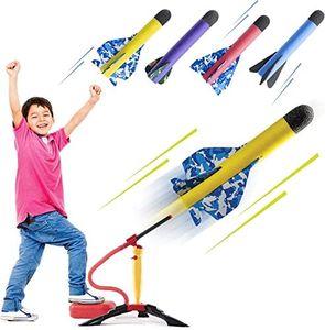 PREXTEX Toy Rocket Launcher for Kids – Shoots Up to 120 Feet – Colorful Foam Rockets and Sturdy Launch Pad - Fun Christmas/Birthday Gifts, Outdoor Kids Toys for Boys and Girls Age 3-5 Years Old