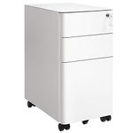 SONGMICS Mobile File Cabinet, Office Cabinet with Wheels and Lock, Pre-Assembled Body, for A4, Legal, Letter Sized Documents, Hanging File Folders, White OFC030W01