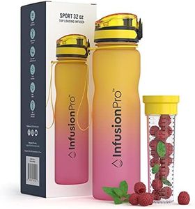 Infusion Pro 32 oz Fruit Infuser Water Bottle with Time Marker - Flip Top Locking Lid, Insulated Sleeve & 50 Recipe Fruit Infusion Water eBook : Leak Proof : for Gym, Sports, Travel : Unique Gift Idea