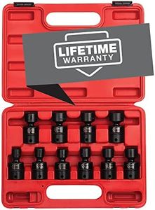 Sunex 3657, 3/8 Inch Drive Universal Impact Socket Set, 10-Piece, Metric, 10mm - 19mm, Cr-Mo Alloy Steel, Radius Corner Design, Dual Size Markings, Heavy Duty Storage Case, Meets ANSI Standards