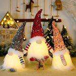 3PCS Christmas Rudolf Doll window decoration Christmas glowing faceless doll night light Rudolf Christmas sequin cap Rudolf doll Rudolf Christmas car decoration