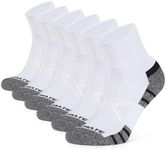 Closemate Mens Athletic Ankle Socks 6 Pairs Black Quarter Running Cotton Wicking Cushioned Socks for Women Non Slip Anti Blister Breathable Performance Mens Socks（6 White, Size L)