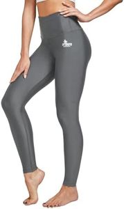 FitsT4 Women's Swimming Leggings High Waisted Swim Pants Full Length Swimming Tights Sun Protective Grey M