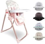 My Babiie MBHC8 Premium Highchair – Adjustable, 3 Recline Positions, 6 Height Settings, Removable Tray, Padded Seat, Foldable, for Toddler, from 6 Months to 3 Years (15kg) – Rose Gold Geo