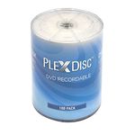 PlexDisc DVD-R 4.7GB 16x White Inkjet Hub Printable Recordable Media Disc - 100 Disc Shrink wrap with Wheel Cap (no Container) FFP 632-217-BX