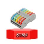 STORE77® 5Pcs Compact Lever Wire Nut Connector (5 in 5 Out), Splicing Wire Connector, Universal Quick Wiring Cable Connection Push-in Conductor.