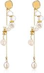 ELEXIS Gold Long Pearl Dangle Earri