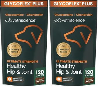 VetriScience Ultimate Strength Healthy Hip & Joint Chews, GlycoFlex Glucosamine, Chondroitin & GreenLipped Mussel Support Supplement for Dogs, Soothe Joint Discomfort, Duck,120 Ct (Pack of 2)