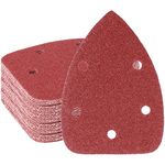 Mouse Detail Sander Sandpaper, 30 Pieces 40 Grit 5 Hole Mouse Sanding Pad Hook and Loop Sanding Sheets Coarse Triangle Sandpaper for 140mm Sanding Machine