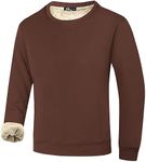 Flygo Men's Warm Crewneck Sherpa Lined Fleece Sweatshirt Pullover Tops(Brown-M)