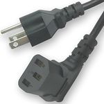 15 Feet Long Right Angled Black AC Power Cord Cable Pure Copper Wire Core in Retail Box for Computer Plasma TV Printer Monitor AC Adapter