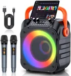 Karaoke Machine with 2 Wireless Microphones,Portable Karaoke Machine for Adults & Kids,Karaoke Microphone with PA System,Karaoke Speaker Supports for TWS,USB,FM,REC,AUX in,TF Card