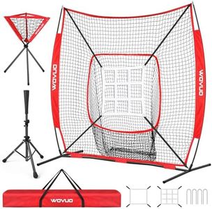 6x6 ft Baseball Net for Batting Pitching Hitting, Softball Pitching Net with Strike Zone, Tee, Ball Caddy, Softball Batting Net Baseball Training Equipment for Kids Adult Youth Sport Practice