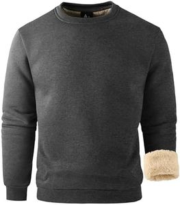 JACKETOWN Men's Sherpa Lined Crewneck Sweatshirt Heavyweight Warm Pullover