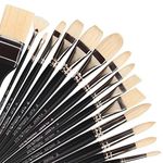 Falling in Art Natural Bristle Professional Paintbrush Set, 15PCS Long Handled Paint Brushes for Acrylic Painting, Oil Paint Brushes of Fan, Round, Flat, Angled, and, Filbert with Bamboo Storage Pouch