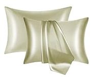 NOLRDR Mulberry Silk Pillowcase 2 Pack for Hair and Skin with Hidden Zipper,Both Sides 19 Momme Smooth and Breathable Silk Pillow Cases Set of 2 (Sage Green, Standard 20''×26'')